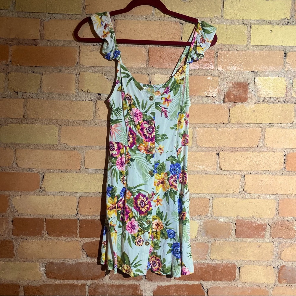 Tropical print mini dress